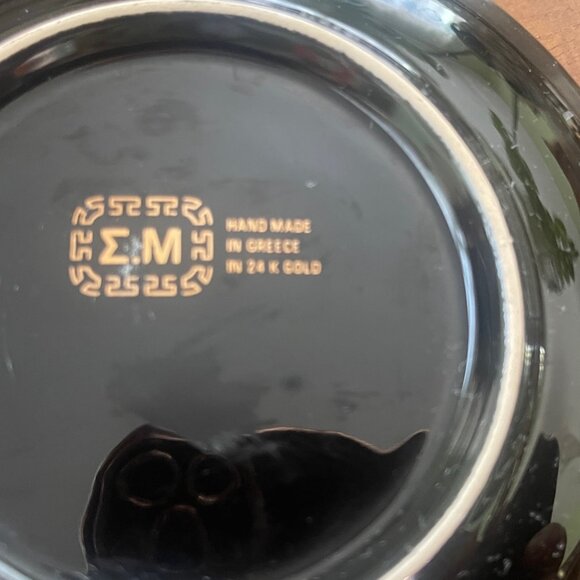 24K Gold TEACUP & SAUCER Hand Made Greece Greek Mythology Prints Gold Black - Picture 5 of 8